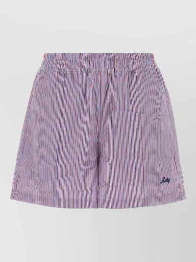 Autry Poplin Shorts Striped Pattern Embroidery In Purple