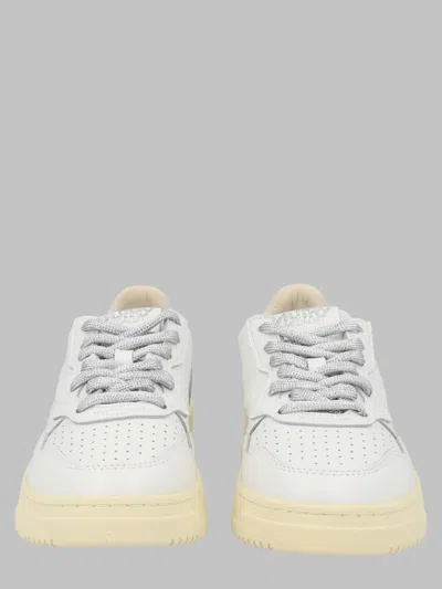 Autry Premium Cow Leather Sneakers With Suede Accents In White