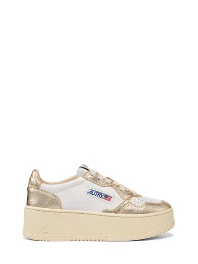Autry Pristine White Premium Cowhide Platform Sneakers In Multi