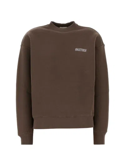 Autry Record Logo-embroidered Dropped-shoulder Sweatshirt In Brown