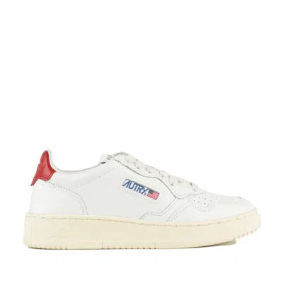 AUTRY AUTRY RED AND WHITE LEATHER MEDALIST LOW SNEAKERS