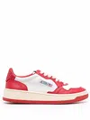 Autry Pink And White 'medalist' Low Top Sneakers In Cow Leather In Red