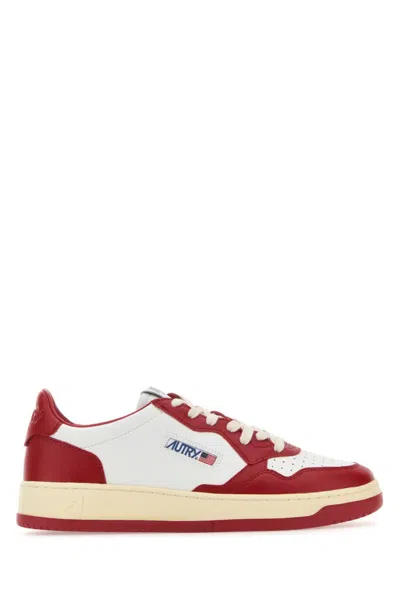 AUTRY RED TWO-TONE LEATHER SNEAKERS
