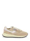 Autry 'reel Wind' Beige Low Top Sneakers With Logo Detail In Suede Woman