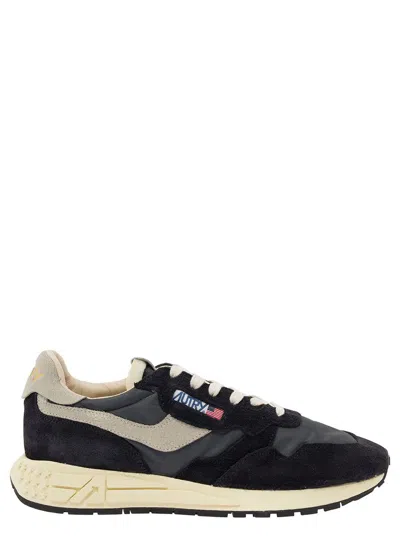 AUTRY 'REEL WIND' BLACK LOW TOP SNEAKERS WITH LOGO DETAIL IN SUEDE MAN