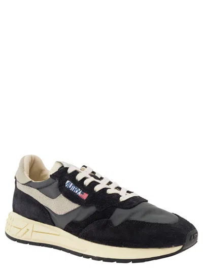 Autry Reel Wind Black Low Top Sneakers With Logo Detail In Suede Man In Multi