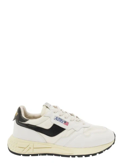 AUTRY REEL WIND' WHITE LOW TOP SNEAKERS WITH LOGO DETAIL IN LEATHER