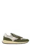 Autry Green And White Suede And Nylon Reelwind Low Sneakers In Green