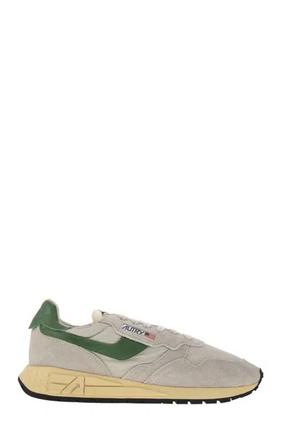Autry Reelwind - Suede And Technical Textile Trainer In Green