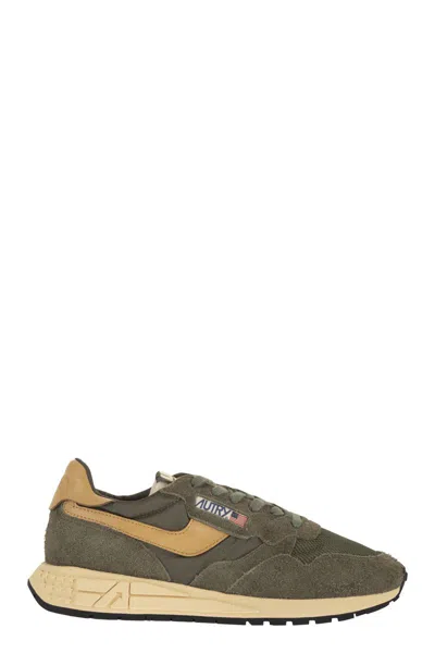 Autry Reelwind Suede And Technical Textile Trainer In Brown