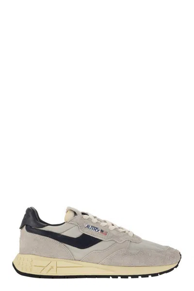 Autry Reelwind - Suede And Technical Textile Trainer In Light Grey
