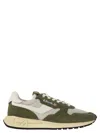 Autry Green And White Suede And Nylon Reelwind Low Sneakers In Military Green