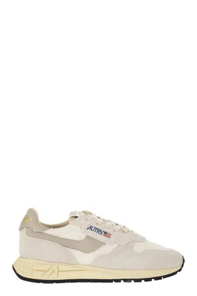 Autry Reelwind Suede And Technical Textile Trainer In White