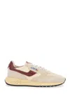 Autry Low Suede Net Sneakers With Contrast Panel In Burgundy