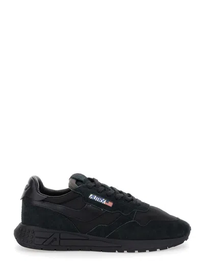 AUTRY 'REELWIND' BLACK LOW TOP SNEAKERS WITH LOGO PATCH ONTONGUE AND SIDE