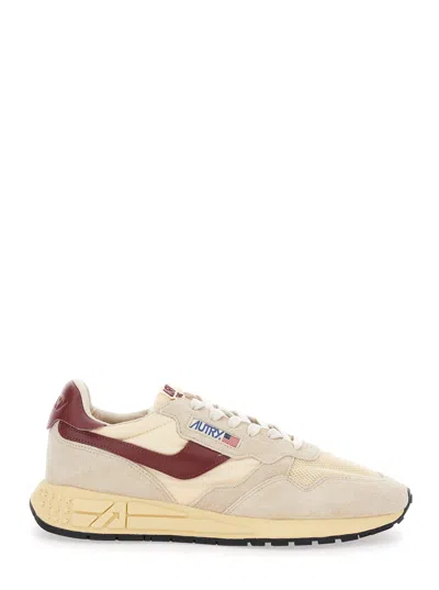 Autry Reelwind Beige Low Top Sneakers With Logo Patch Ontongue And Side In Suede Man In Neutral