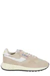 Autry Reelwind Low Nylon And Leather Craquele Pepper And White Sneakers In Neutrals