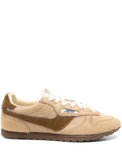 Autry Reelwind Calf Hair Sneakers Shoes In Brown