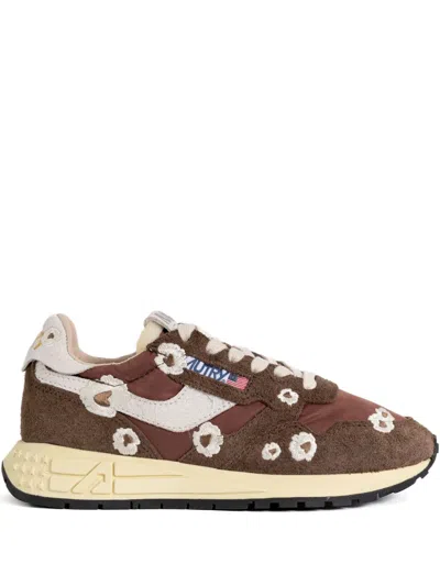 Autry Reelwind Floral Low-top Sneakers In Brown