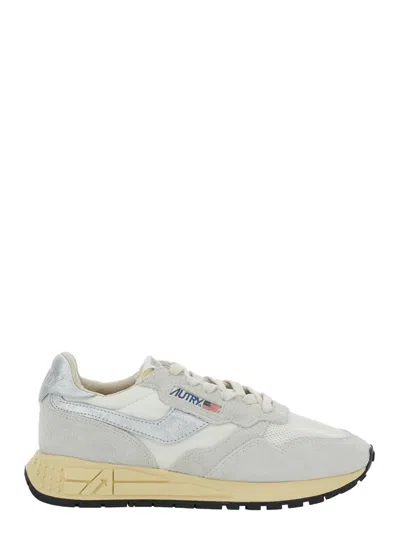 AUTRY 'REELWIND' GREY LOW TOP SNEAKERS WITH LOGO PATCH ON TONGUE AND SIDE IN LEATHER BLEND WOMAN