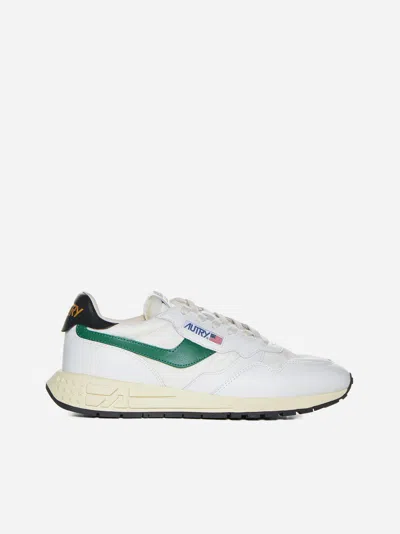 Autry Reelwind Leather And Nylon Low Sneakers In White,green