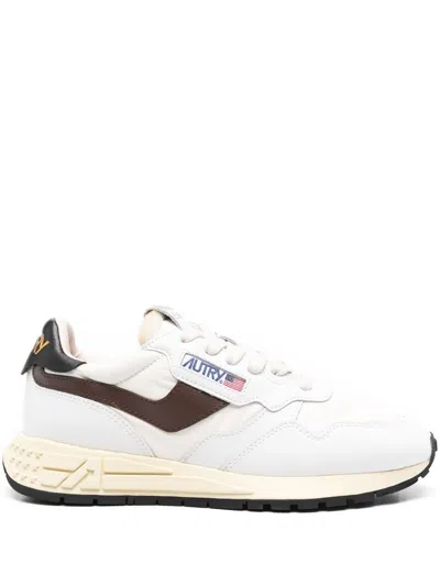 Autry Reelwind Low Leather And Shell Sneakers In Wh/pinecone