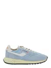 Shop Autry 'reelwind' Light Bluelow Top Sneakers With Logo Patch On Tongue And Side In Leather Blend Woman