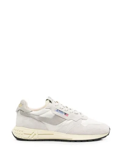 Autry Natural White Reelwind Low Embossed Logo Nylon Sneakers In Animal Print