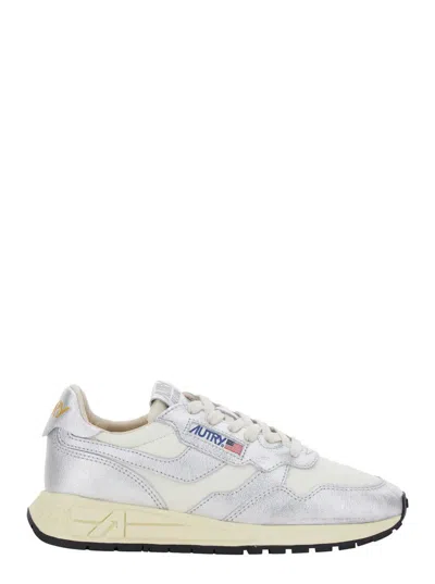 AUTRY 'REELWIND' METALLIC LOW TOP SNEAKERS WITH LOGO PATCH ON TONGUE AND SIDE AND LOGO LETTERING ON THE HE