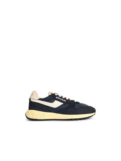 Autry 'reelwind Low' Dark Blue Nylon And Suede Sneakers