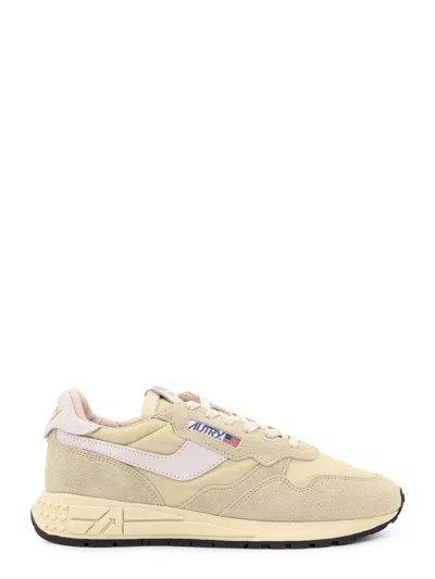 Autry Reelwind Low Leather And Nylon Sneakers In Beige