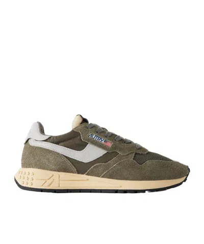 Autry Reelwind Low Leather And Suede-trimmed Mesh And Shell Sneakers In Green