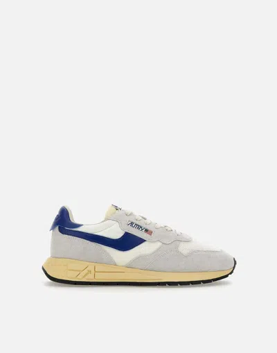 AUTRY AUTRY REELWIND LOW NYLON AND SUEDE WHITE AND LIMOGES SNEAKERS