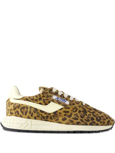Autry Reelwind Low Sneakers In Leopard Suede And Rutaa Leather Shoes In Multi