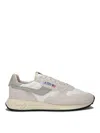 Autry Low-top Sneakers With White Crackled Leather Inserts In Beige