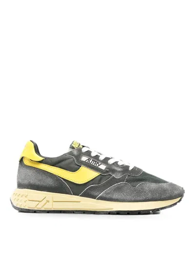 Autry Reelwind Sneakers In Leather And Nylon With Worn Effect In Gray