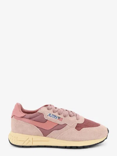 Autry Reelwind Low Mesh And Suede Sneakers With Side Logo In Pink