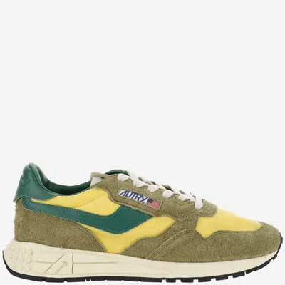 Autry Reelwind Low Nylon And Suede Sneakers In Green