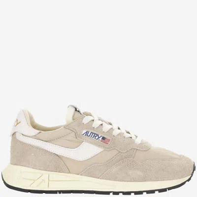 Autry Reelwind Low Nylon And Suede Sneakers In Beige