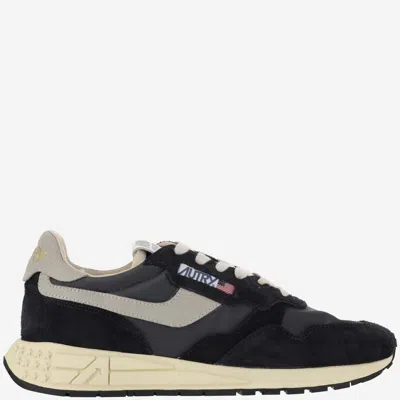 Autry Reelwind Low Nylon And Suede Sneakers In Black