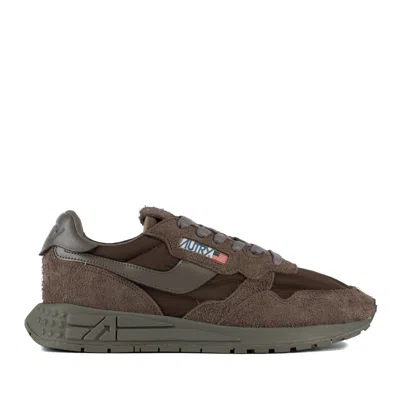 Autry Reelwind Low Nylon And Suede Sneakers Morel In Brown