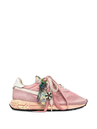 Autry Reelwind Low Nylon And Suede Sneakers With Charms Shoes In Pink
