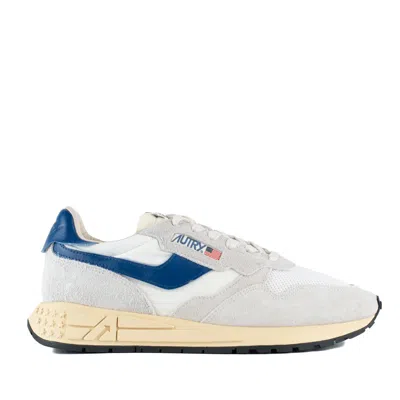 AUTRY AUTRY REELWIND LOW NYLON AND SUEDE WHITE AND LIMOGES SNEAKERS