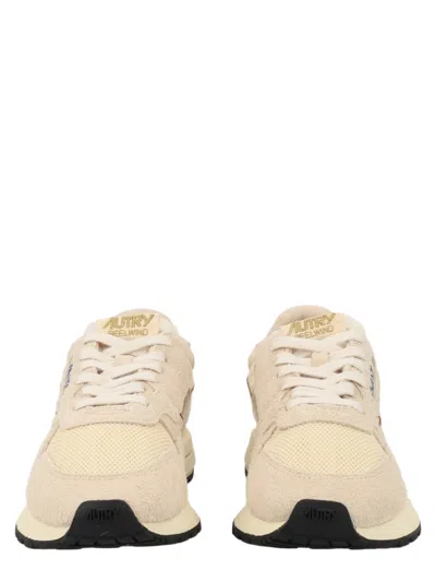 Autry Reelwind Low Nylon Suede Laminated Sneakers In Nude