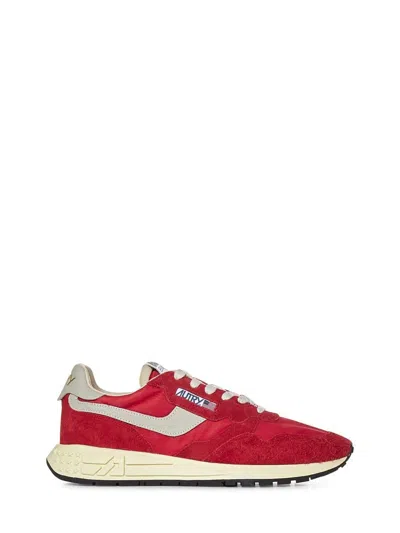 Autry Low Top Sneakers In Calf Suede In Red