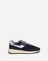 Autry Reelwind Low Cracked-leather Trimmed Suede And Shell Sneakers In Black