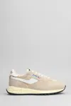 Autry Reelwind Low Nylon And Leather Craquele Pepper And White Sneakers In Beige