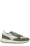 Autry Green And White Suede And Nylon Reelwind Low Sneakers In Green