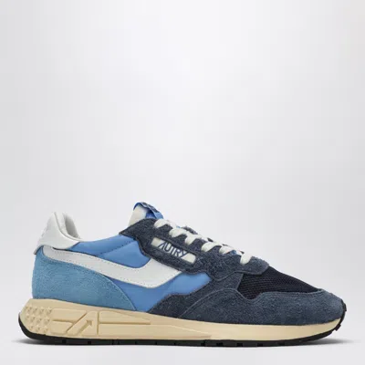 Autry Reelwind Low Sneakers In Blue Nylon And Suede In Black