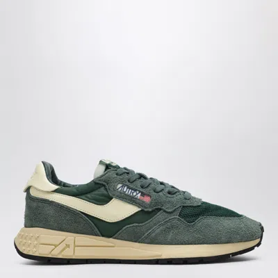 Autry Reelwind Low Sneakers In Bottle-green Nylon And Suede In Blue
